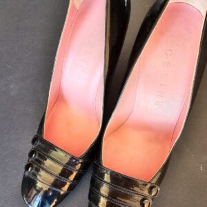 Celine Vintage Black Gloss leather heels