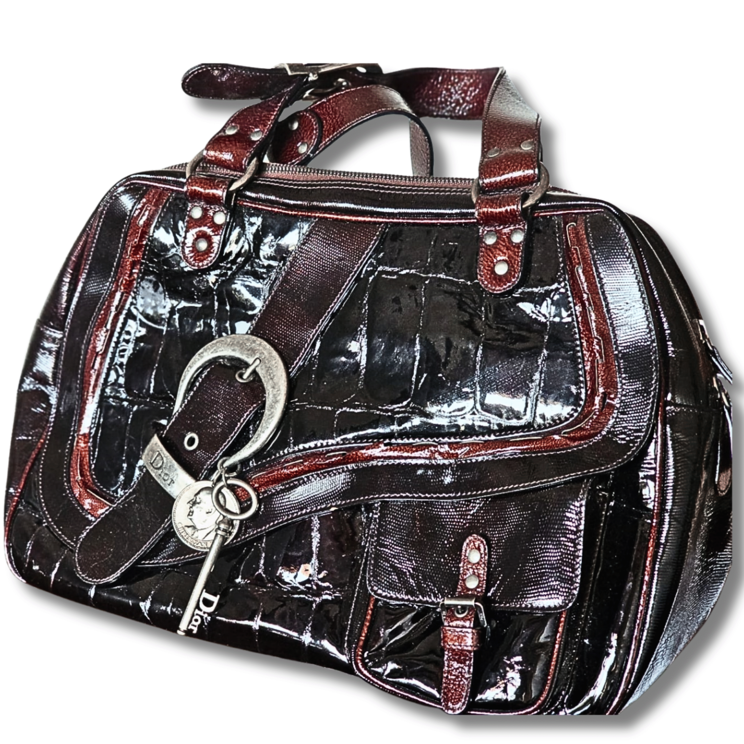 Christian Dior Vintage Burgundy Leather Handbag