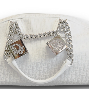 Christian Dior White Canvas Handbag