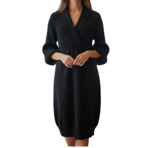 Knitwear Black Collared Dress