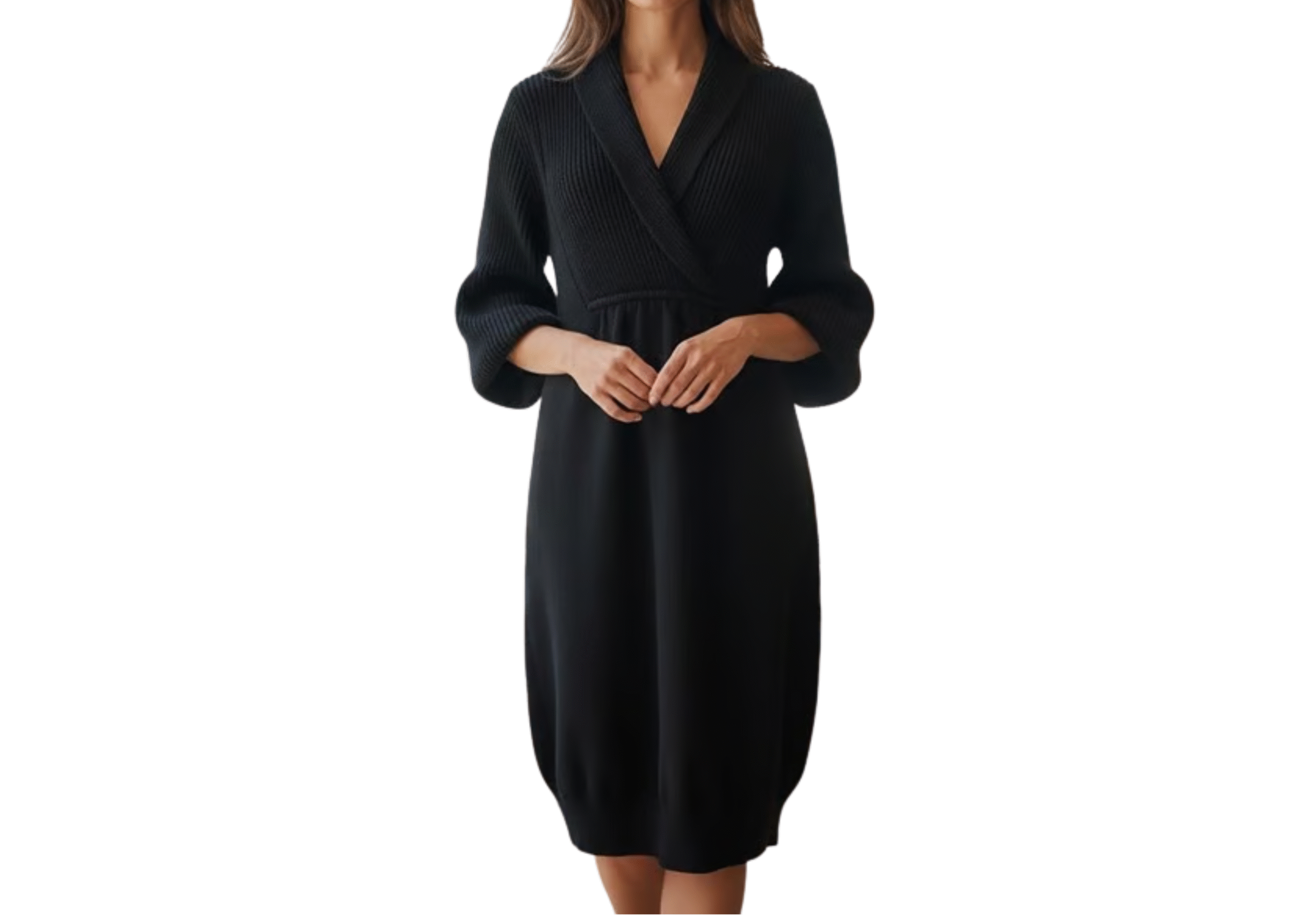 Knitwear Black Collared Dress