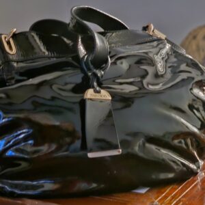 Jimmy Choo Patent Black Leather Large Shoulder Bag