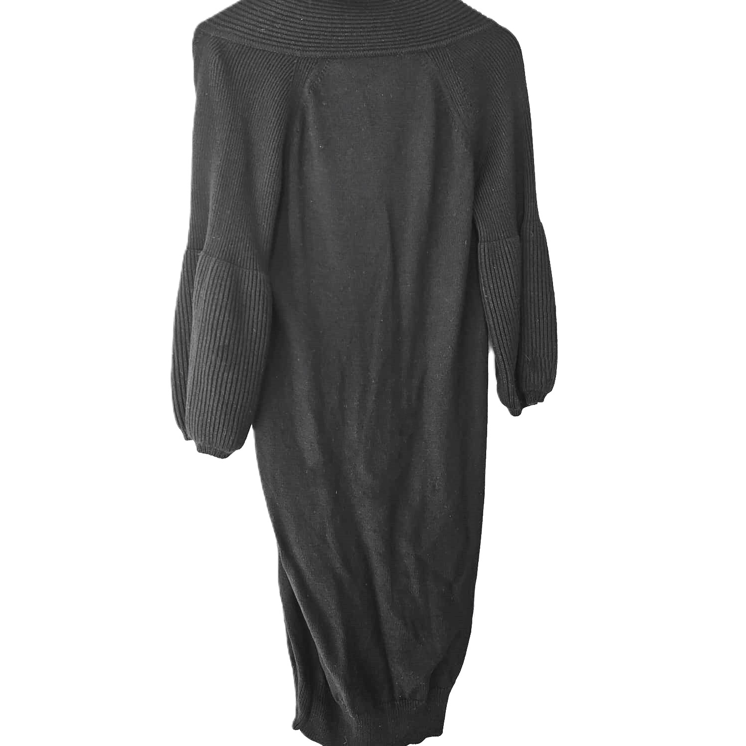 Knitwear Black Collared Dress - Image 4