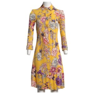 ETRO Floral Print Long Sleeve Viscose Midi Dress