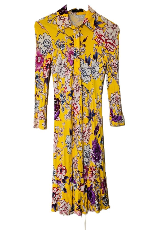 ETRO Floral Print Long Sleeve Viscose Midi Dress