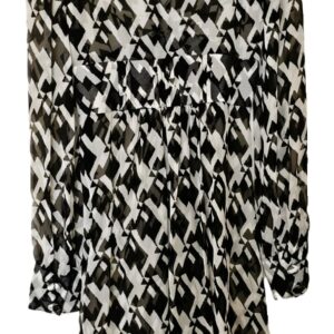 DVF Silk Geometric Print Long Sleeve Wrap Cocktail Dress