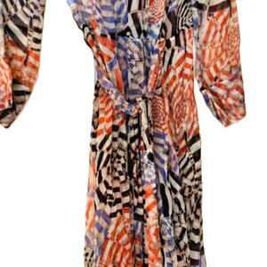 DVF Silk Geometric Print Long Sleeve Wrap Cocktail Dress