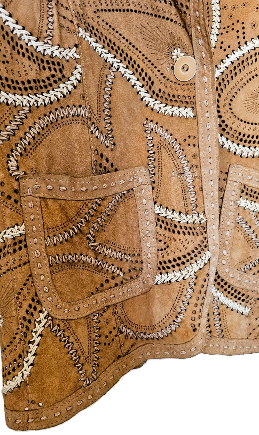 GIMO'S Gorgeous Unique Lacy leather Jacket Tabac - Image 13