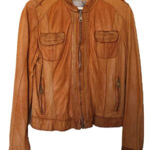 PREVIEW MILANO authentic soft Leather Jacket in Cinnamon Brown Color