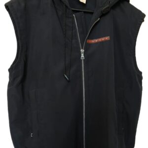 PRADA Light Bi-Stretch Fabric Vest with Hood in Blue Color