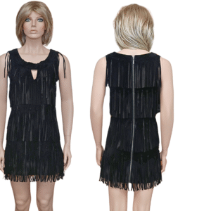 LAROK authentic Coctail Sleeveless Black Fringed Dress