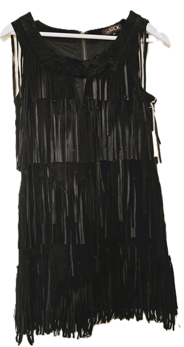 LAROK authentic Coctail Sleeveless Black Fringed Dress
