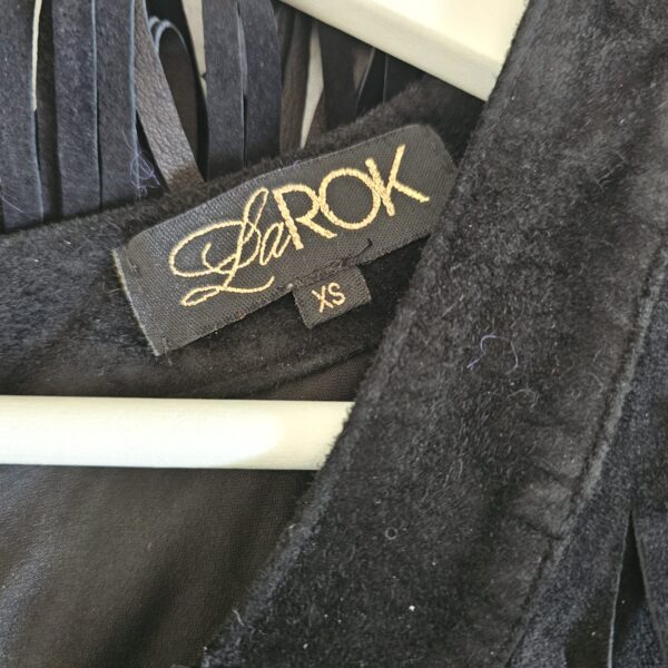 LAROK authentic Coctail Sleeveless Black Fringed Dress - Image 4