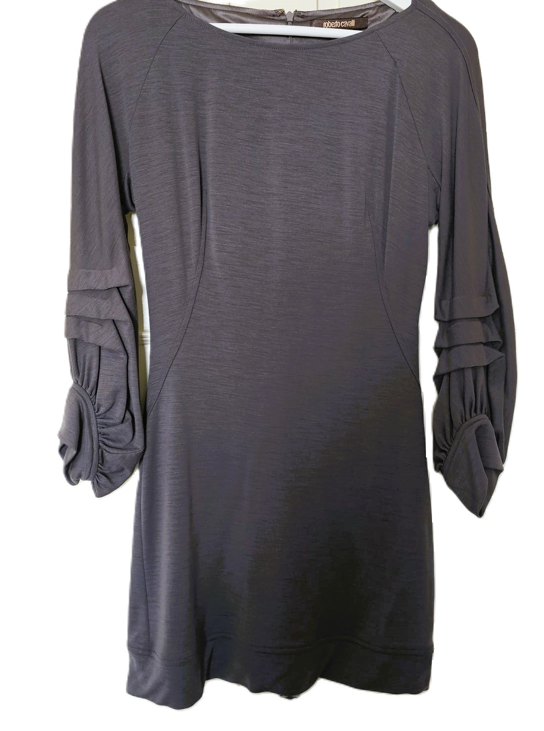 ROBERTO CAVALLI Anthracite Knit Wool Sweater Mini Dress - Image 12