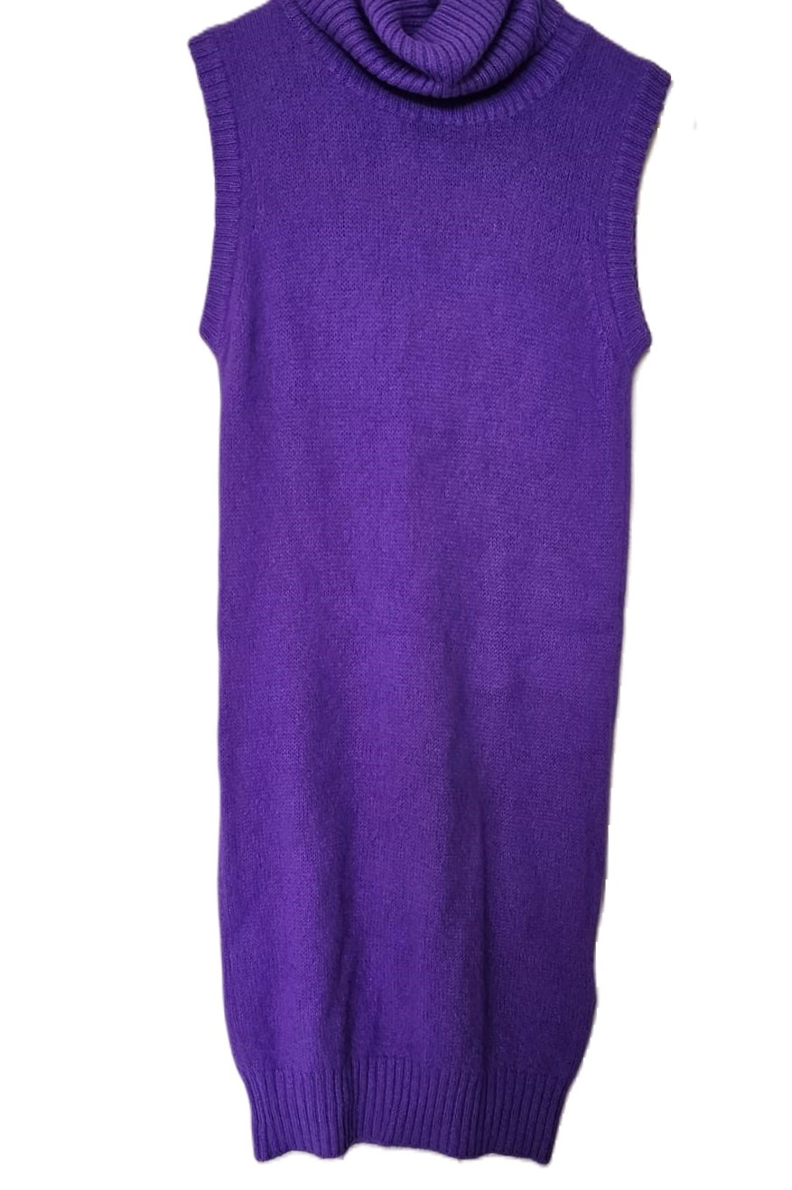 DOLCE & GABANNA Angora Sleeveless Mini Purple Dress