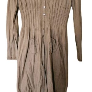 PAULE KA 100% Cotton Long Sleeve Nude Dress