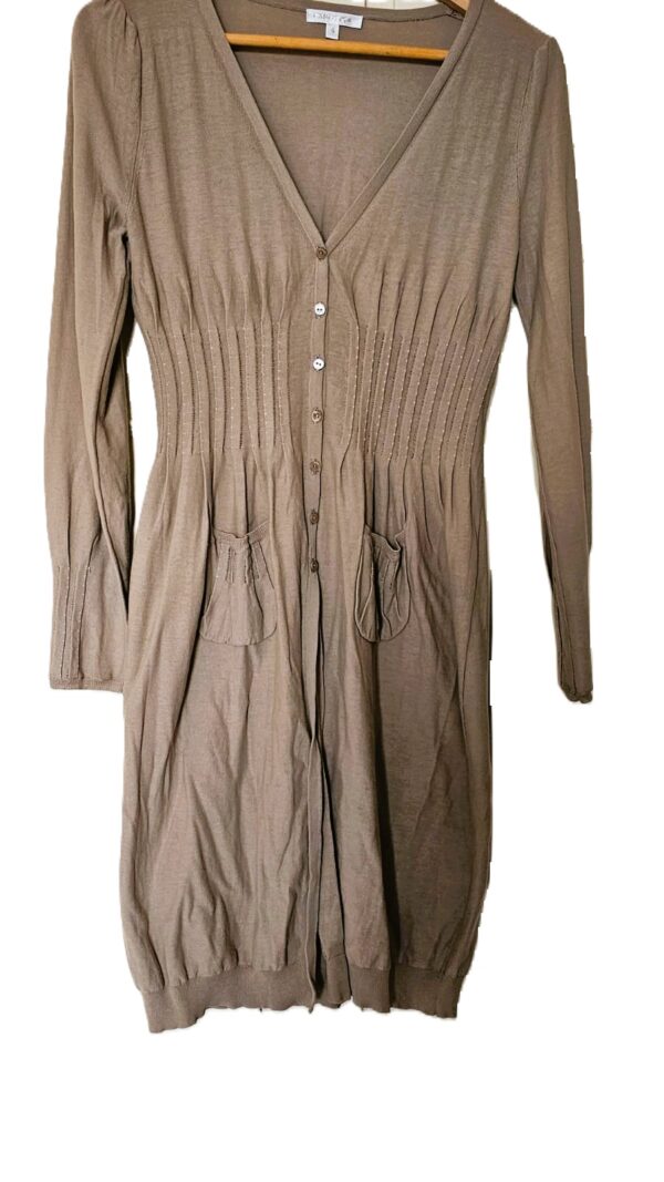 PAULE KA 100% Cotton Long Sleeve Nude Dress