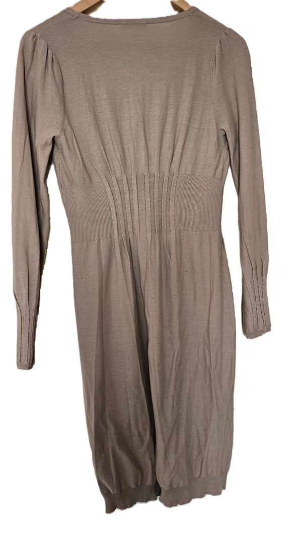 PAULE KA 100% Cotton Long Sleeve Nude Dress - Image 2