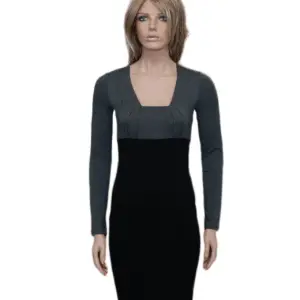 ANTONIO BERARDI Bi-Color Pencil fitted Long Sleeve Wool Dress