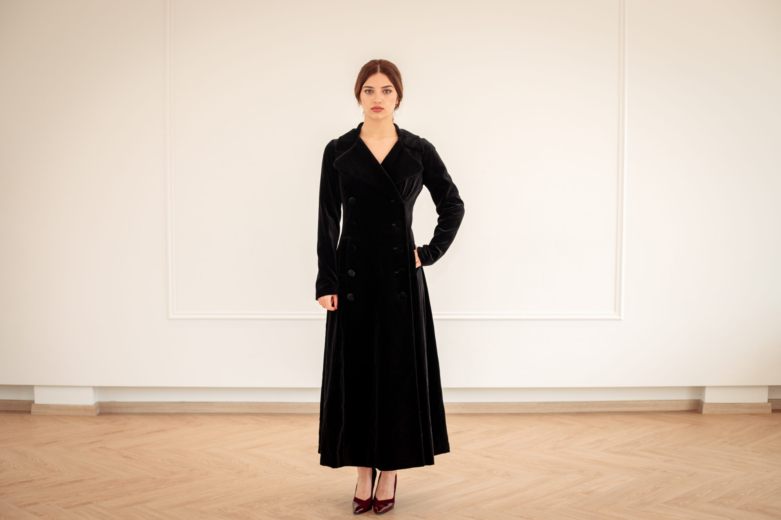 BIBA Vintage full length Double breasted Velvet Coat - Image 2