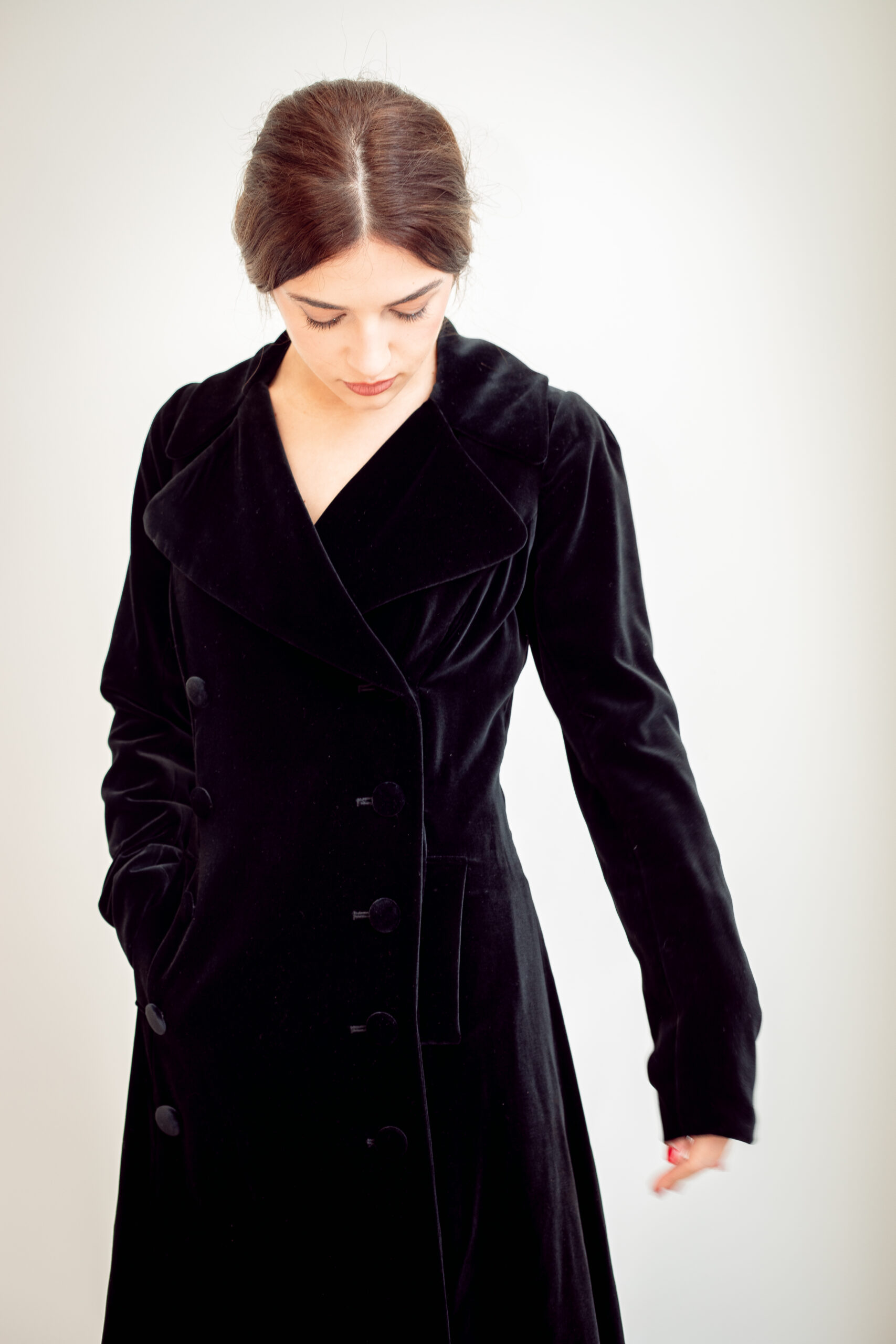 BIBA Vintage full length Double breasted Velvet Coat - Image 19