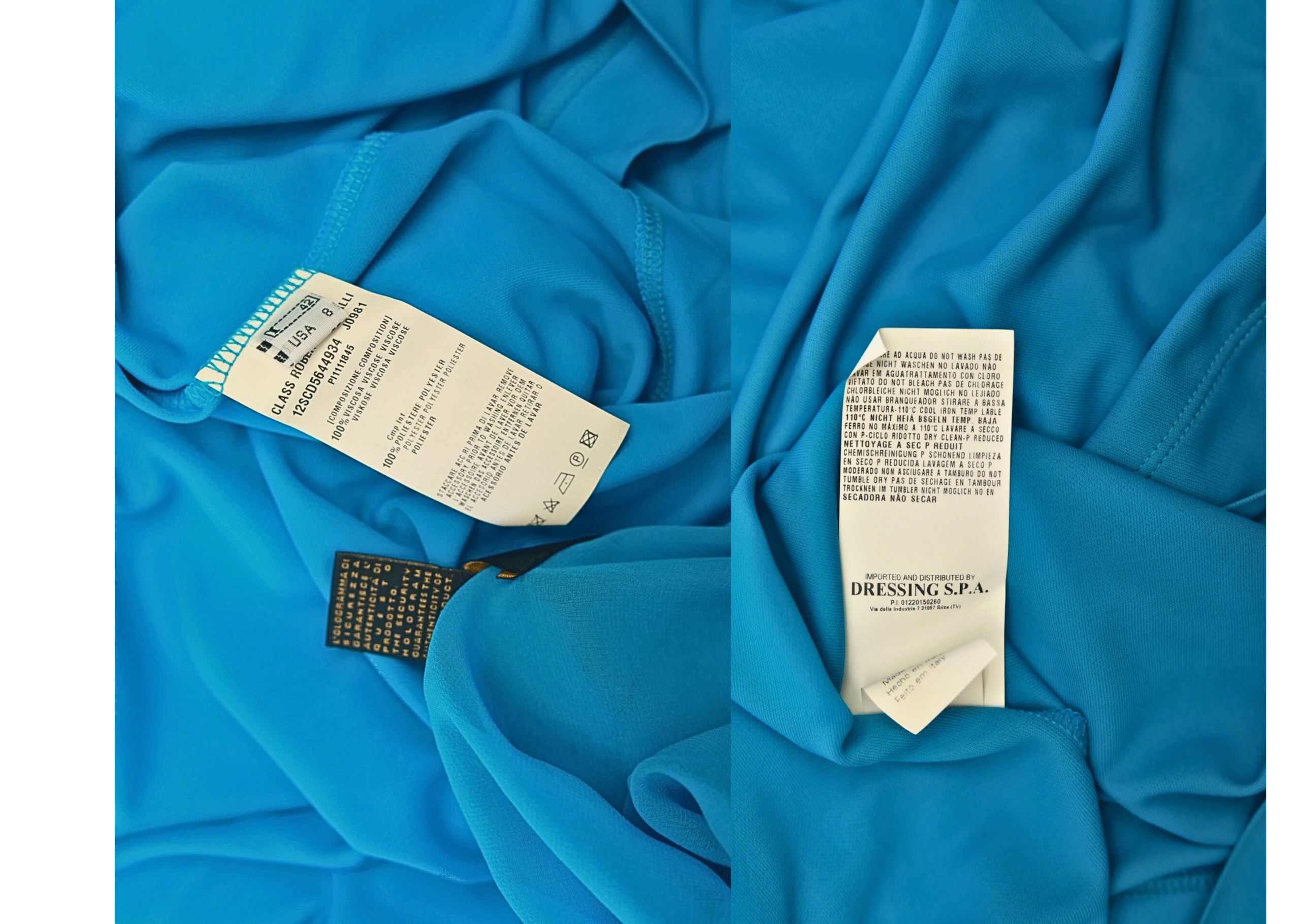 ROBERTO CAVALLI Class Blue Brooch Detail Asymmetric One Shoulder Dress - Image 6