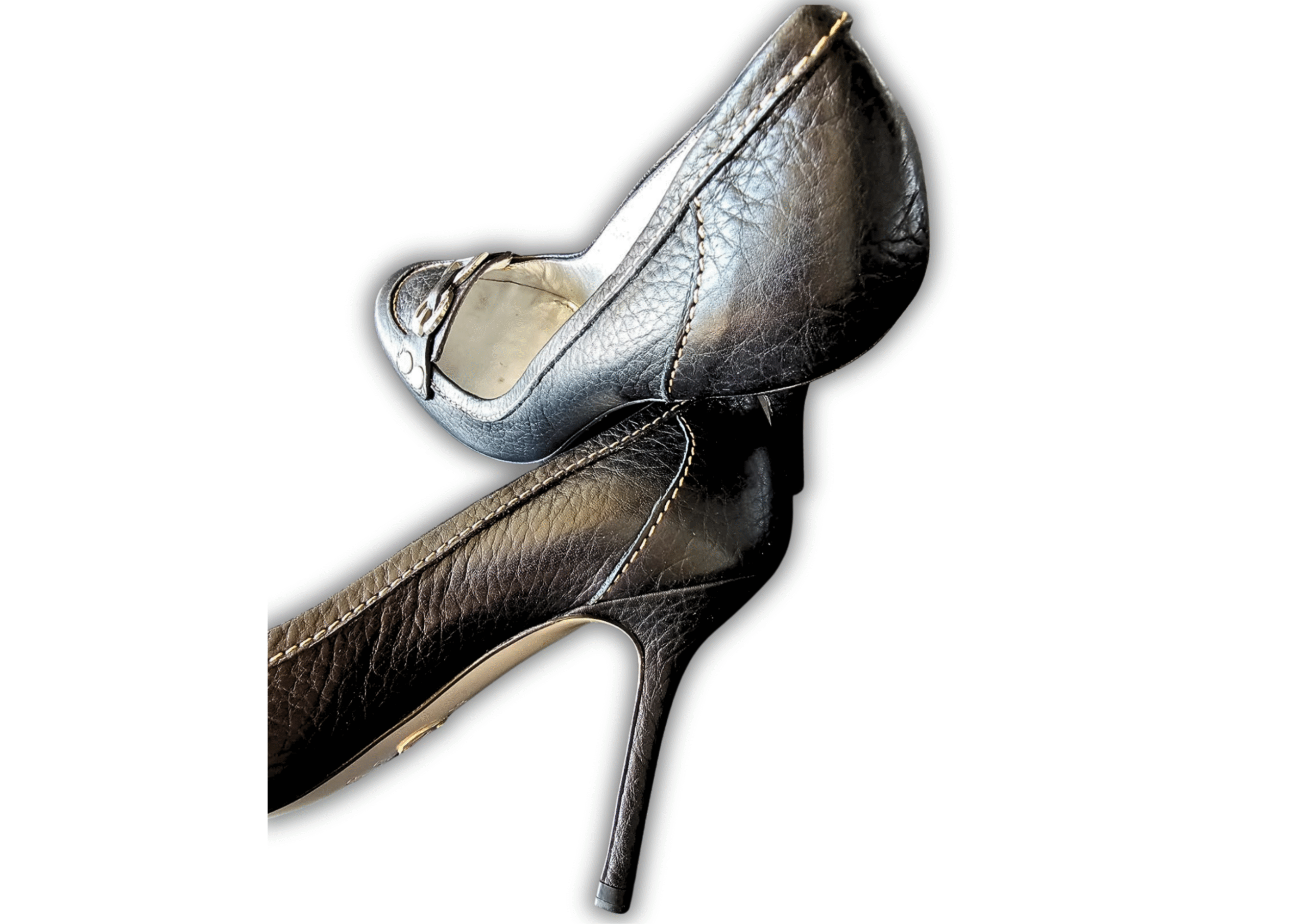 Dolce & Gabbana black leather high heels - Image 4