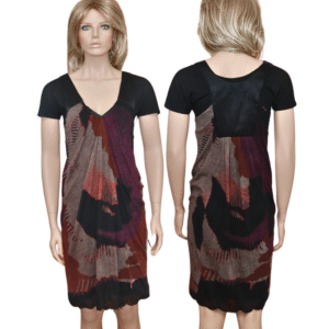 ETRO Milano Wool+Silk Mid-Length Short Sleeve Abstract Print Dress