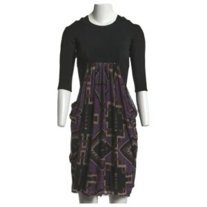 ETRO Italy Black Color Block Abstract Print Sheath Dress
