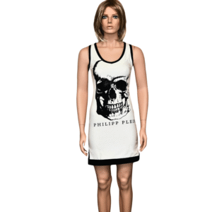 PHILIPP PLEIN Straight Cut Sleeveless Dress with skull-shaped rhinestones applications