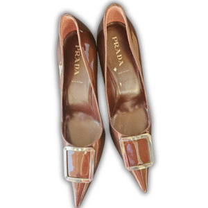 Prada Brown Glossy Leather High Heels