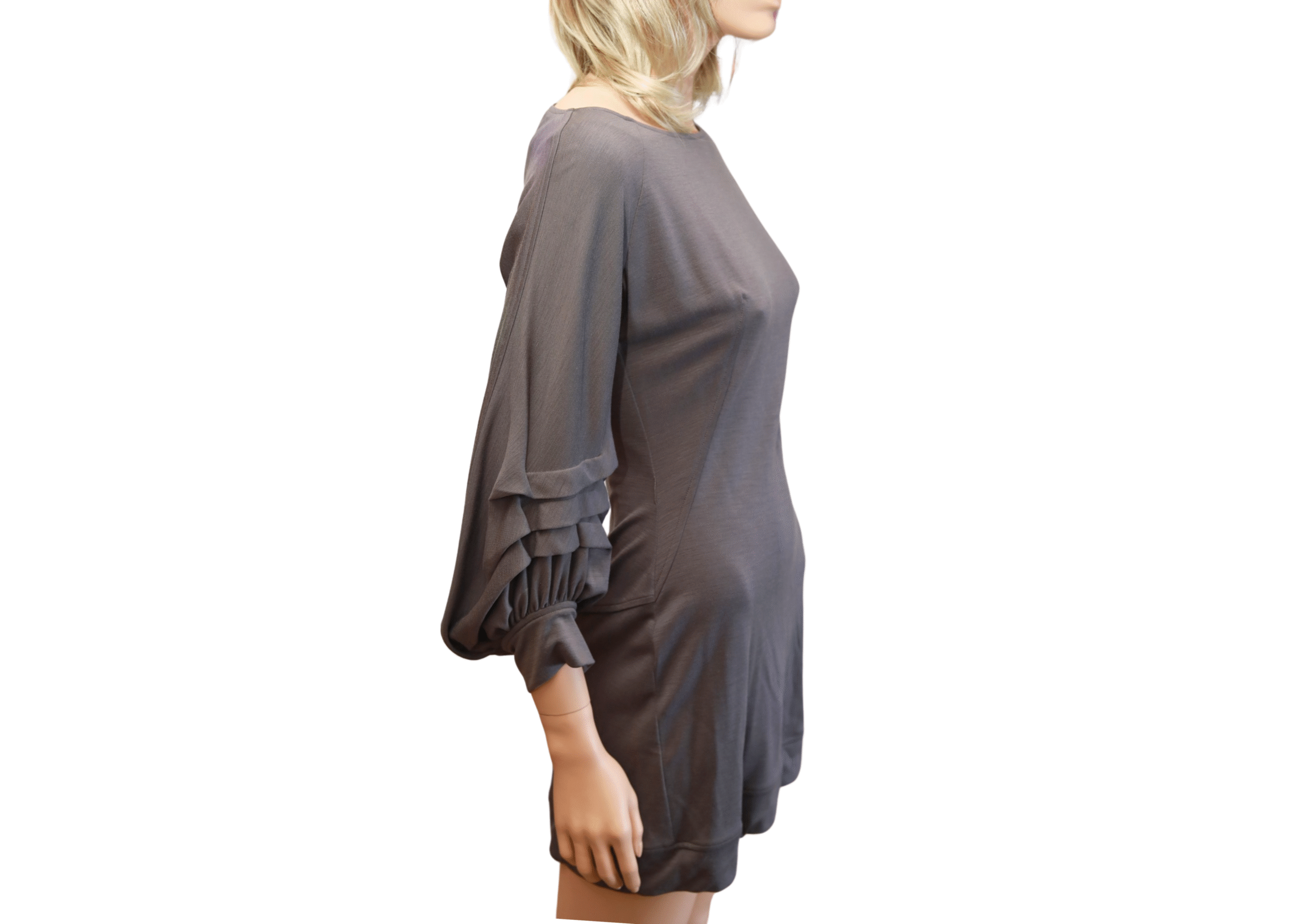 ROBERTO CAVALLI Anthracite Knit Wool Sweater Mini Dress - Image 3