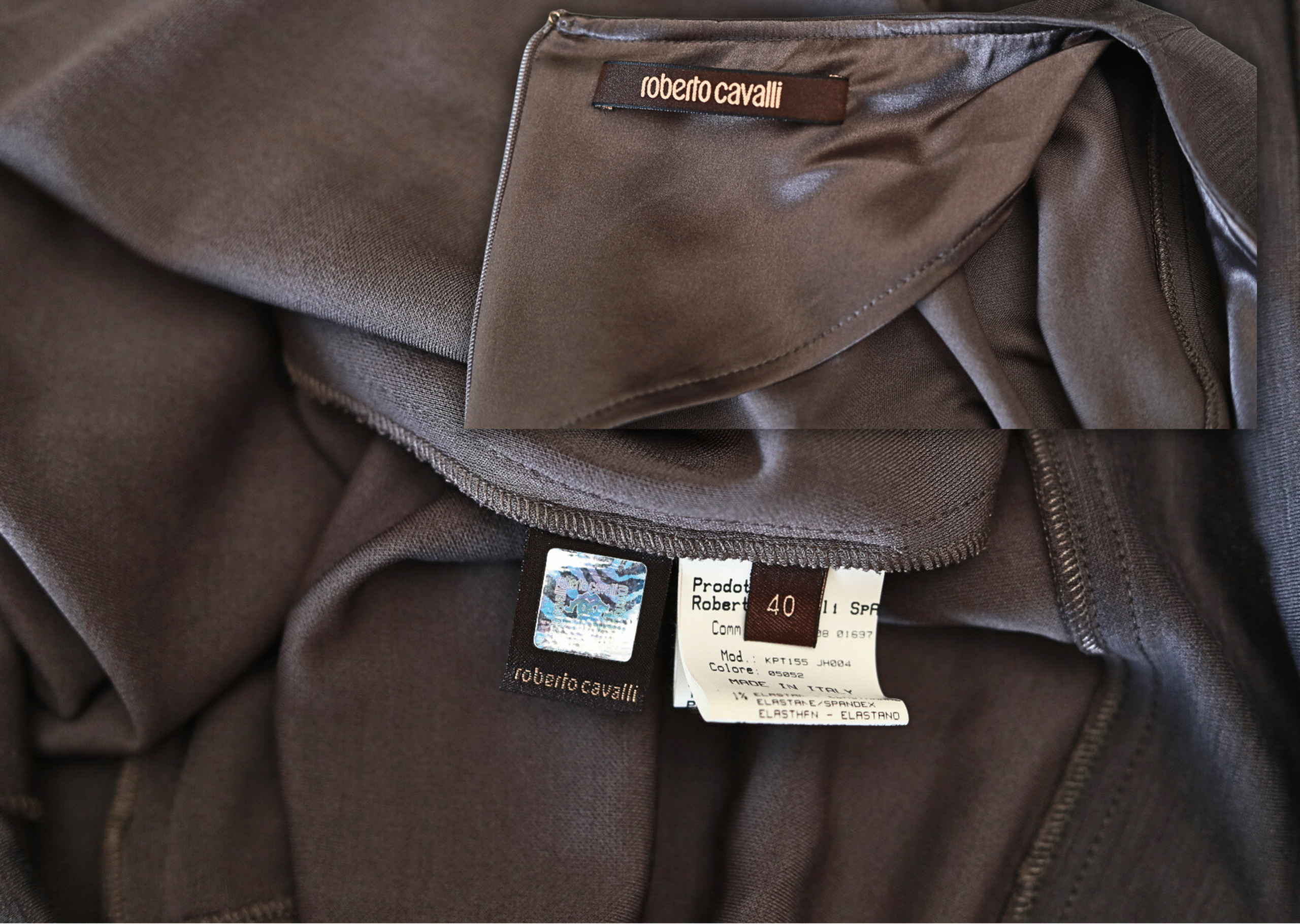 ROBERTO CAVALLI Anthracite Knit Wool Sweater Mini Dress - Image 8