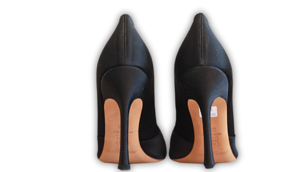 Jimmy Choo Black Satin and Crystal embellished Heels - Image 7