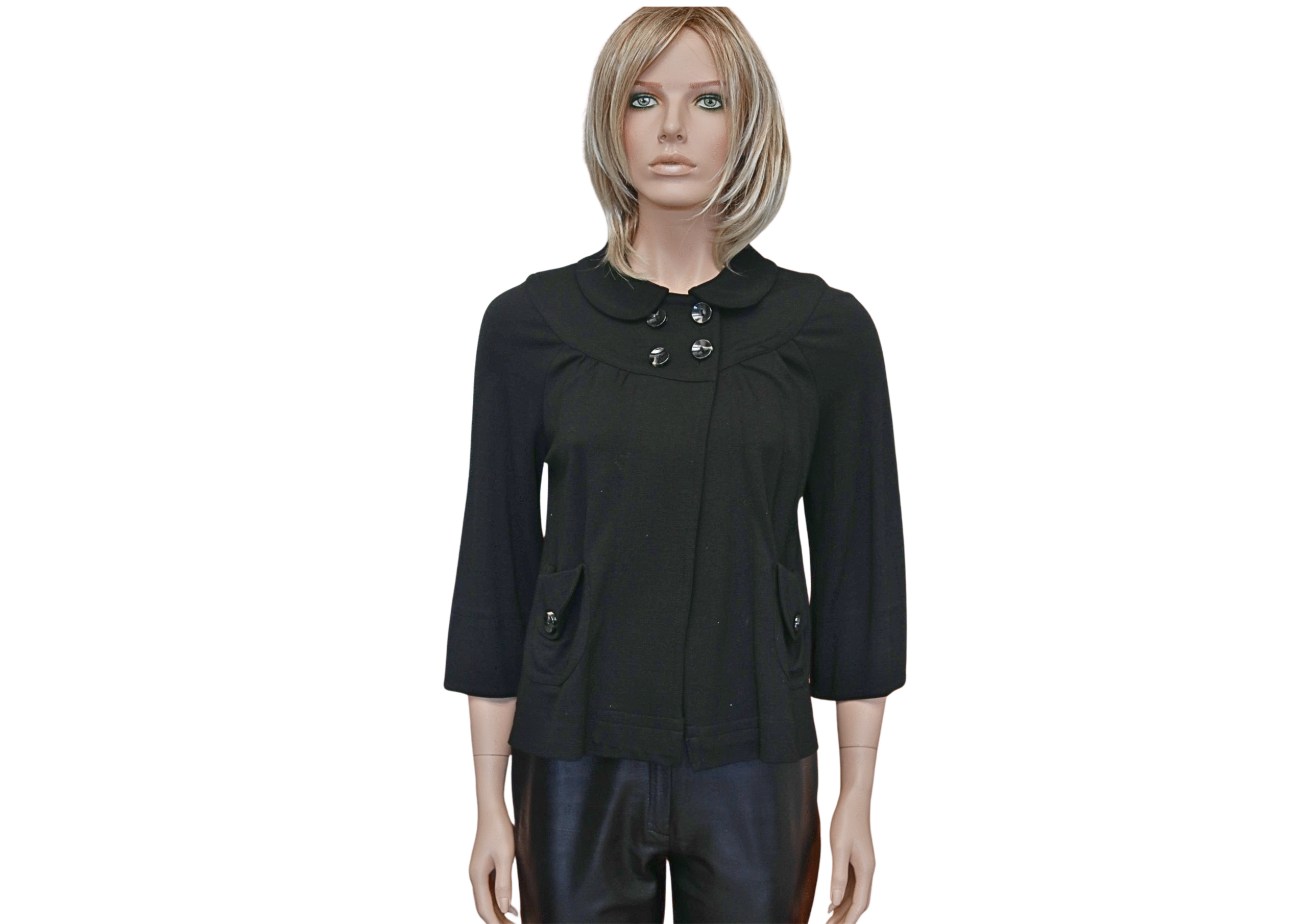 ELLA MOSS Black Jacket with Large buttons and 3/4 sleeves - Image 4