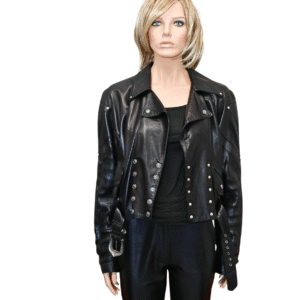 ROBERTO CAVALLI Beautiful Vintage Black Worked Leather Jacket