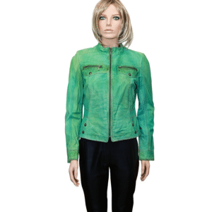 KOC Vintage Bike Lambskin Soft Leather Jacket Green