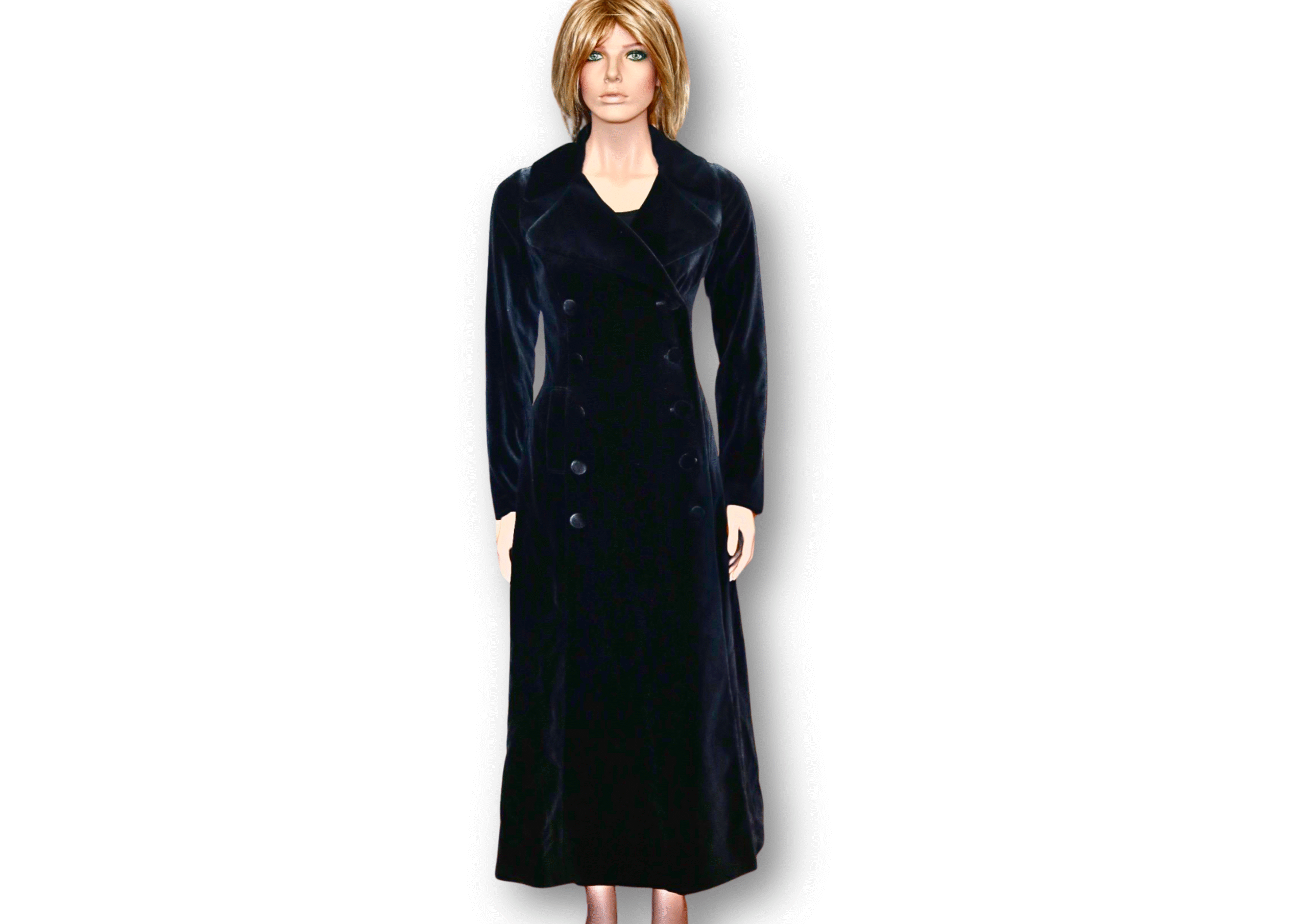 BIBA Vintage full length Double breasted Velvet Coat - Image 5
