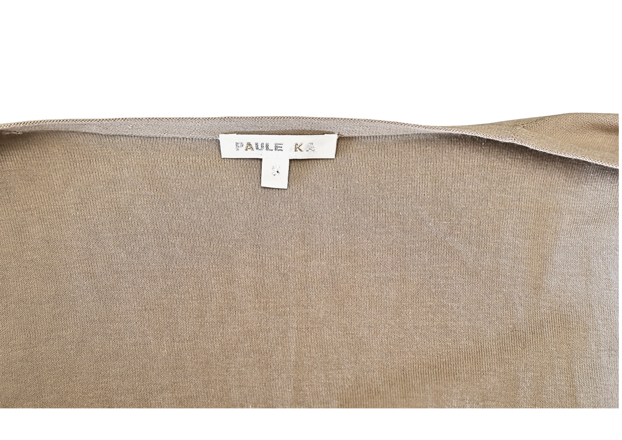 PAULE KA 100% Cotton Long Sleeve Nude Dress - Image 5