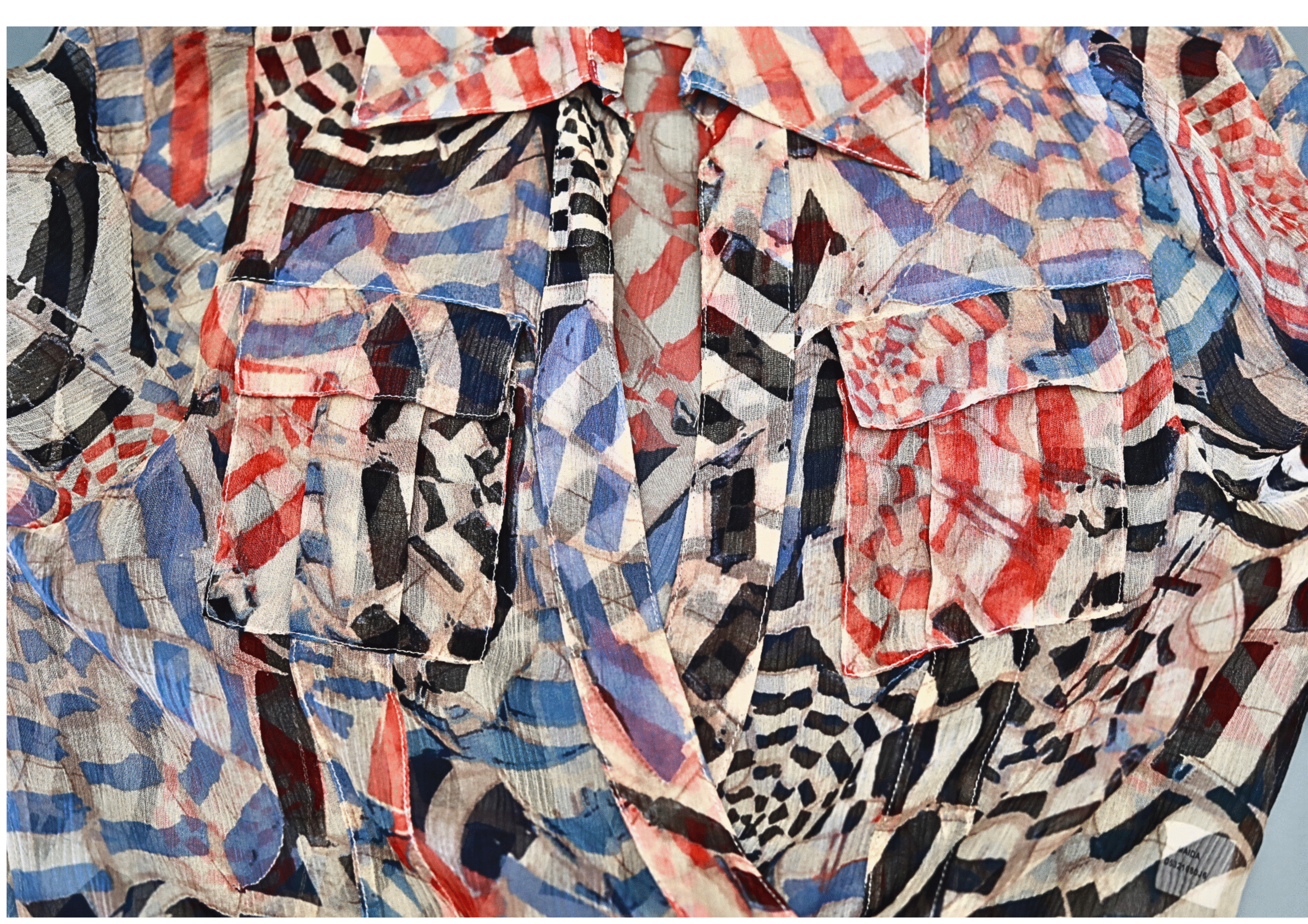 DVF Silk Geometric Print Long Sleeve Wrap Cocktail Dress - Image 11