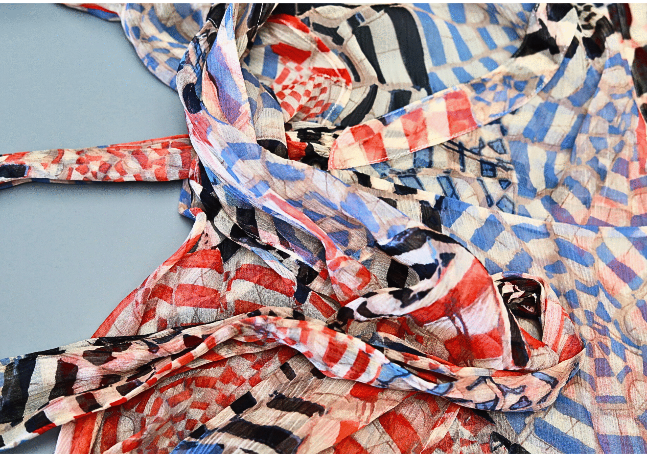 DVF Silk Geometric Print Long Sleeve Wrap Cocktail Dress - Image 10