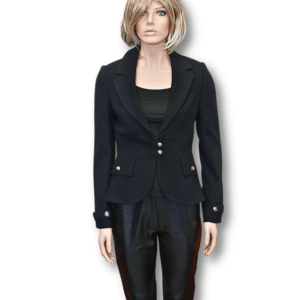ZINO & NUCCIA Women's Black Short Wool Jacket with gold-tone accessories