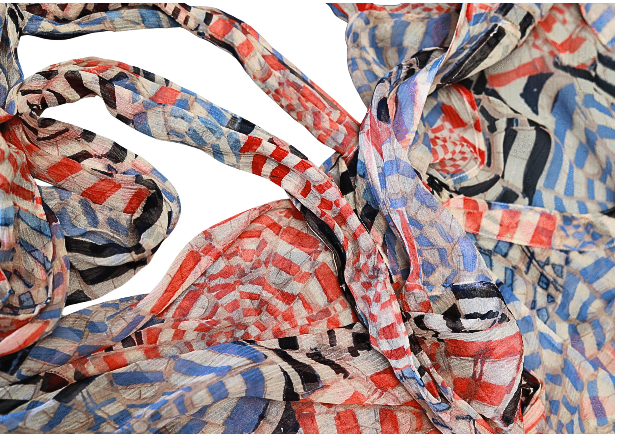 DVF Silk Geometric Print Long Sleeve Wrap Cocktail Dress - Image 9