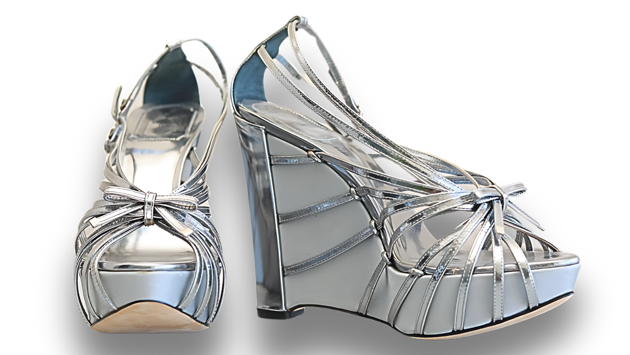 Christiane Dior metallic leather wedge sandals