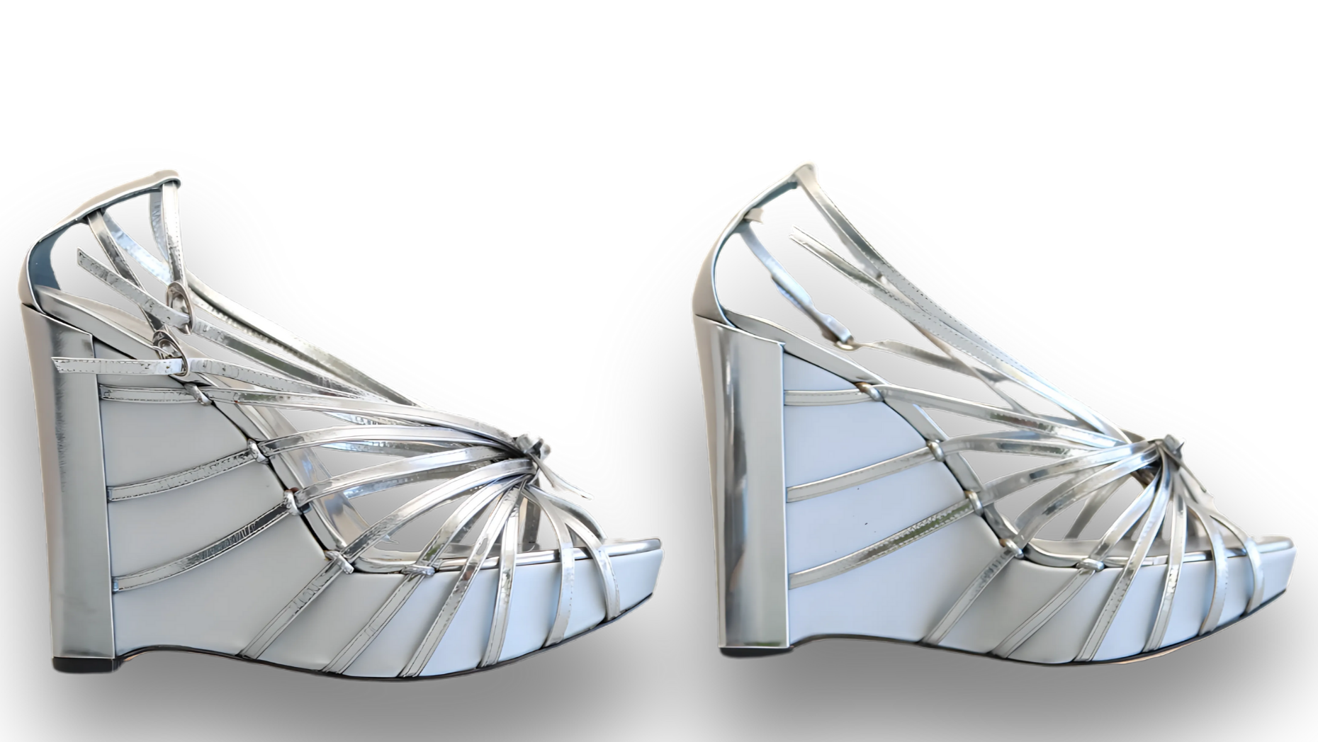 Christiane Dior metallic leather wedge sandals - Image 7