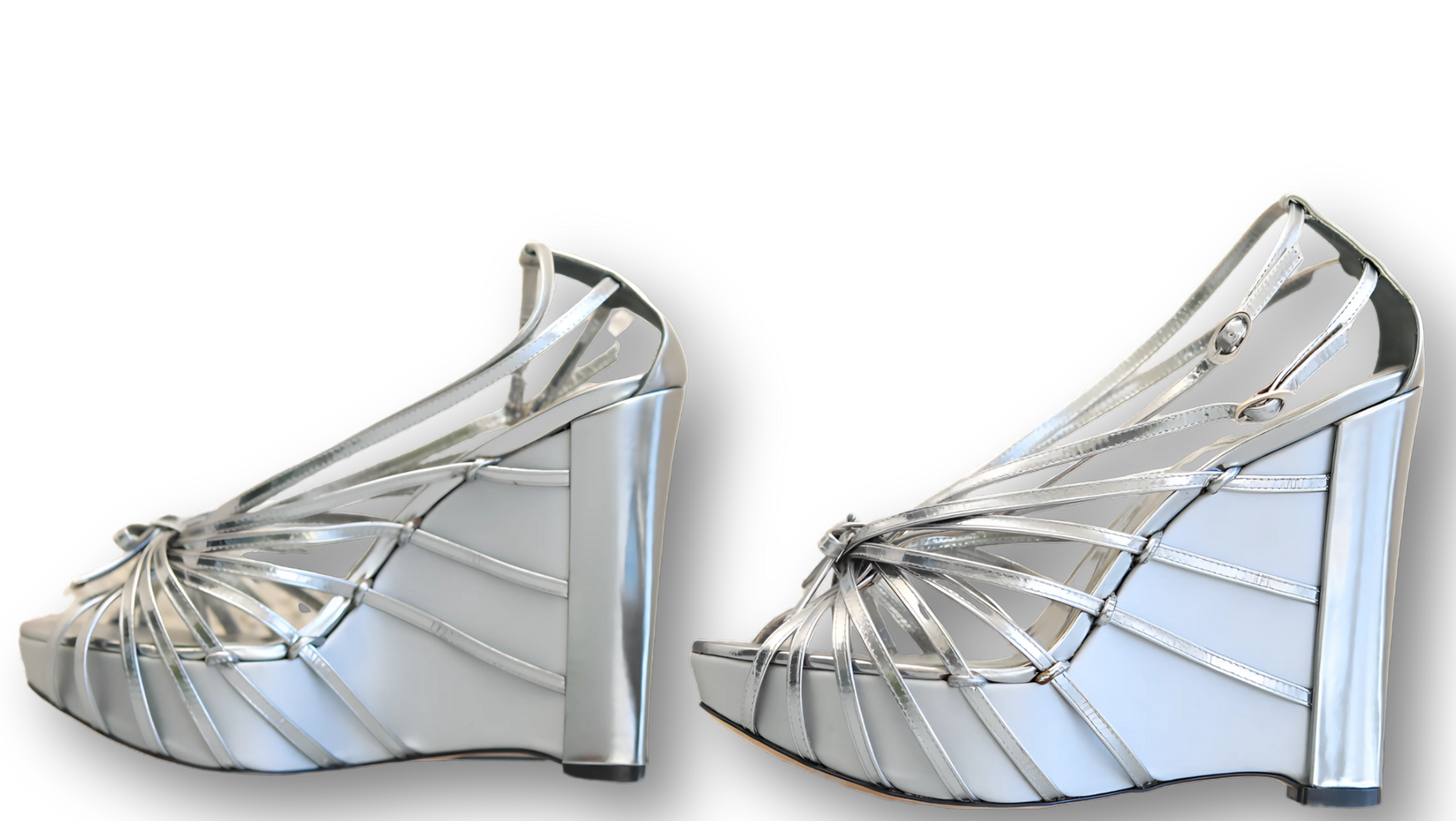 Christiane Dior metallic leather wedge sandals - Image 6