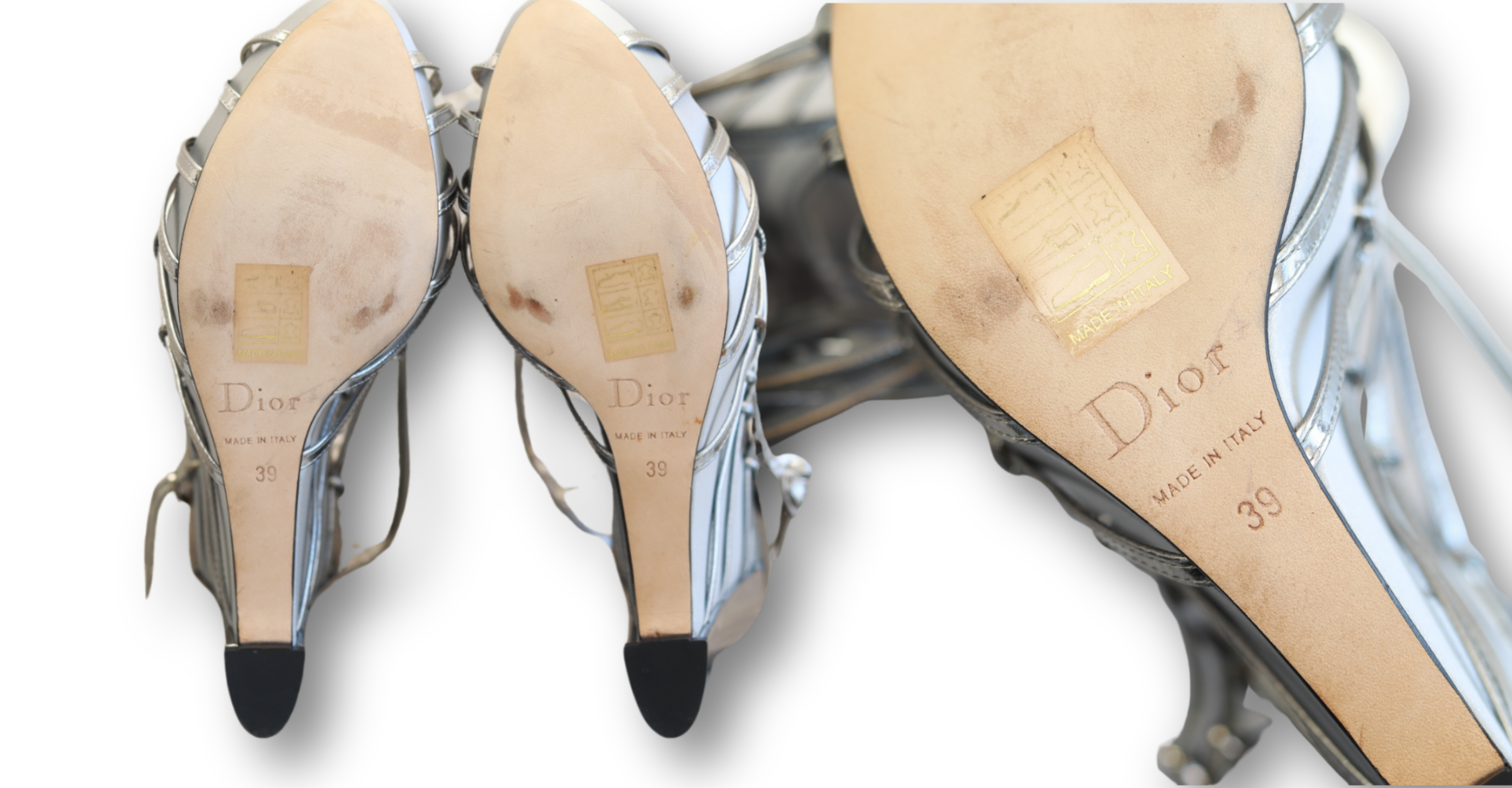 Christiane Dior metallic leather wedge sandals - Image 5