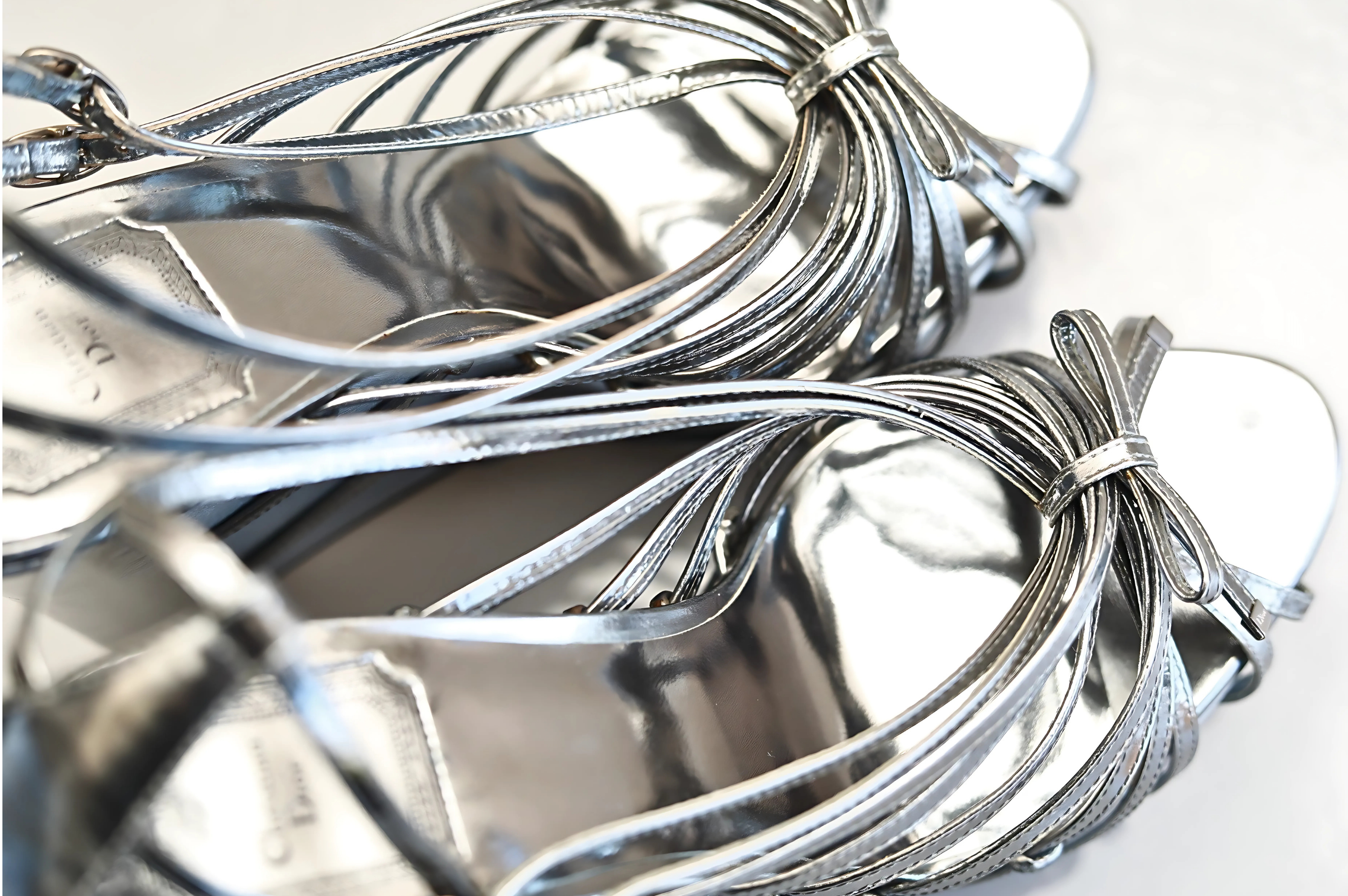 Christiane Dior metallic leather wedge sandals - Image 4