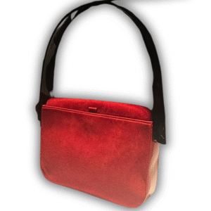 THIERRY MUGLER rare suede-leather bag in bright red color