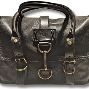 Yves Saint Laurent Paris Black Leather Satchel